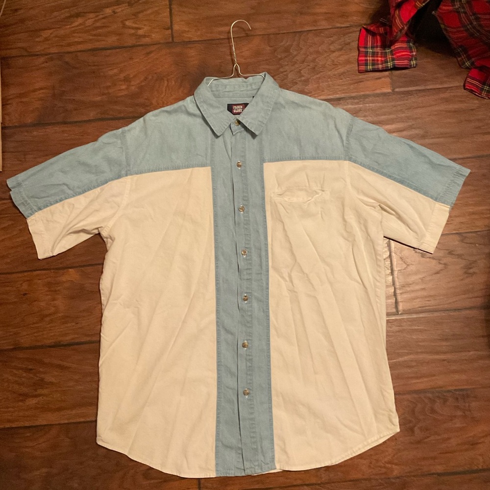 Y2K Faded Glory Blue and White Shirt
